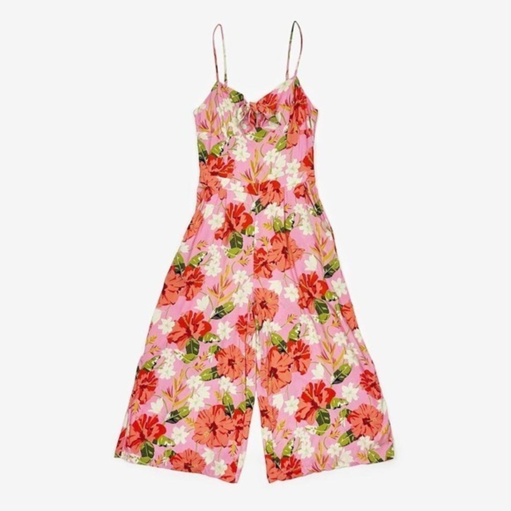 Yumi Kim Pretty Chic Jumpsuit Size 8 Mai Tai Pink Floral Resort Vacation Flowy - Picture 5 of 12